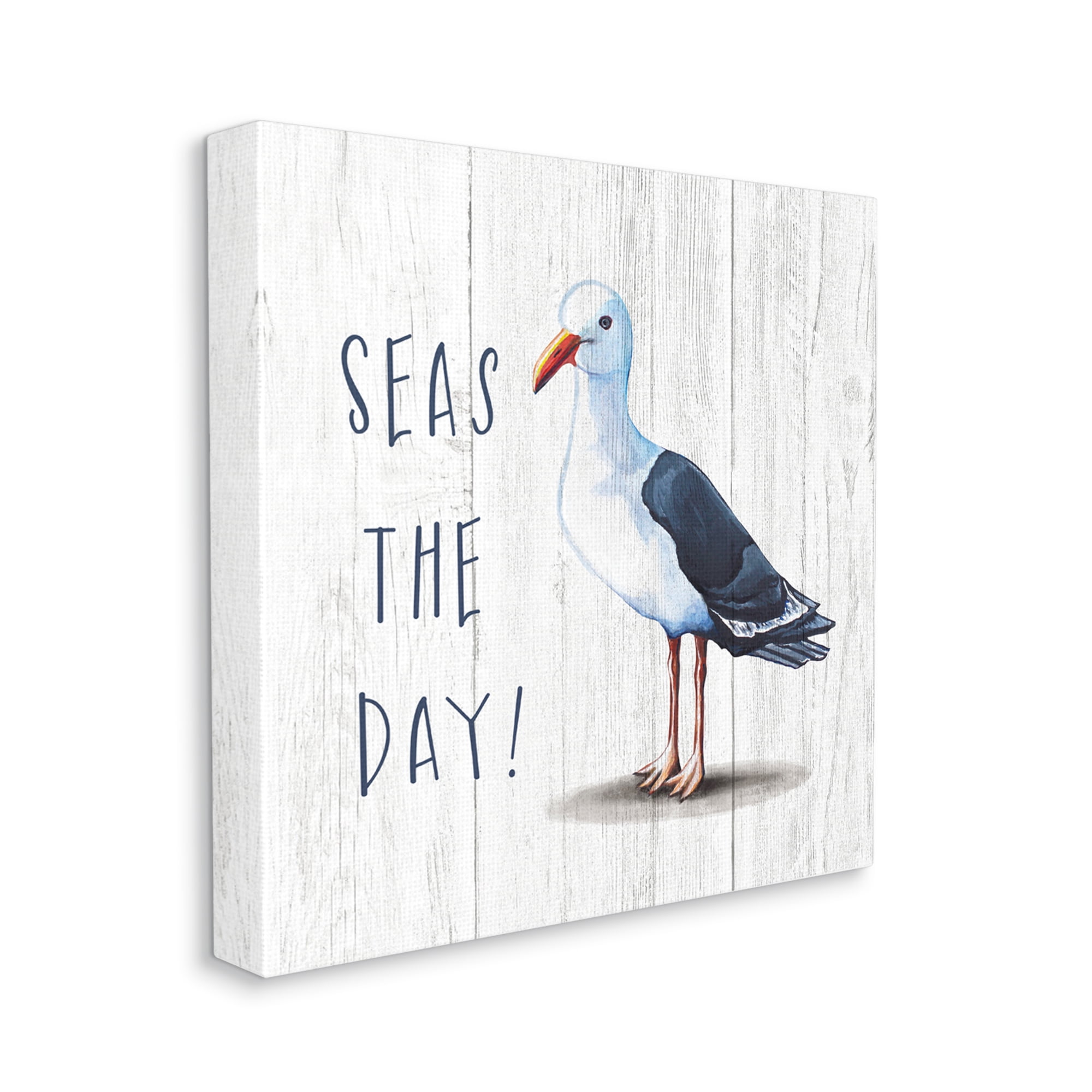 Stupell Industries Seas the Day Sentiment Rustic Nautical Seagull Bird, 24 x 24, Designed by Elizabeth Tyndall