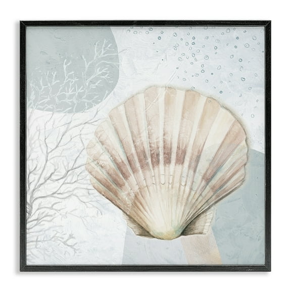 Stupell Industries Seashell Circle Pattern Coastal Painting Black Framed Art Print Wall Art, 12 x 12
