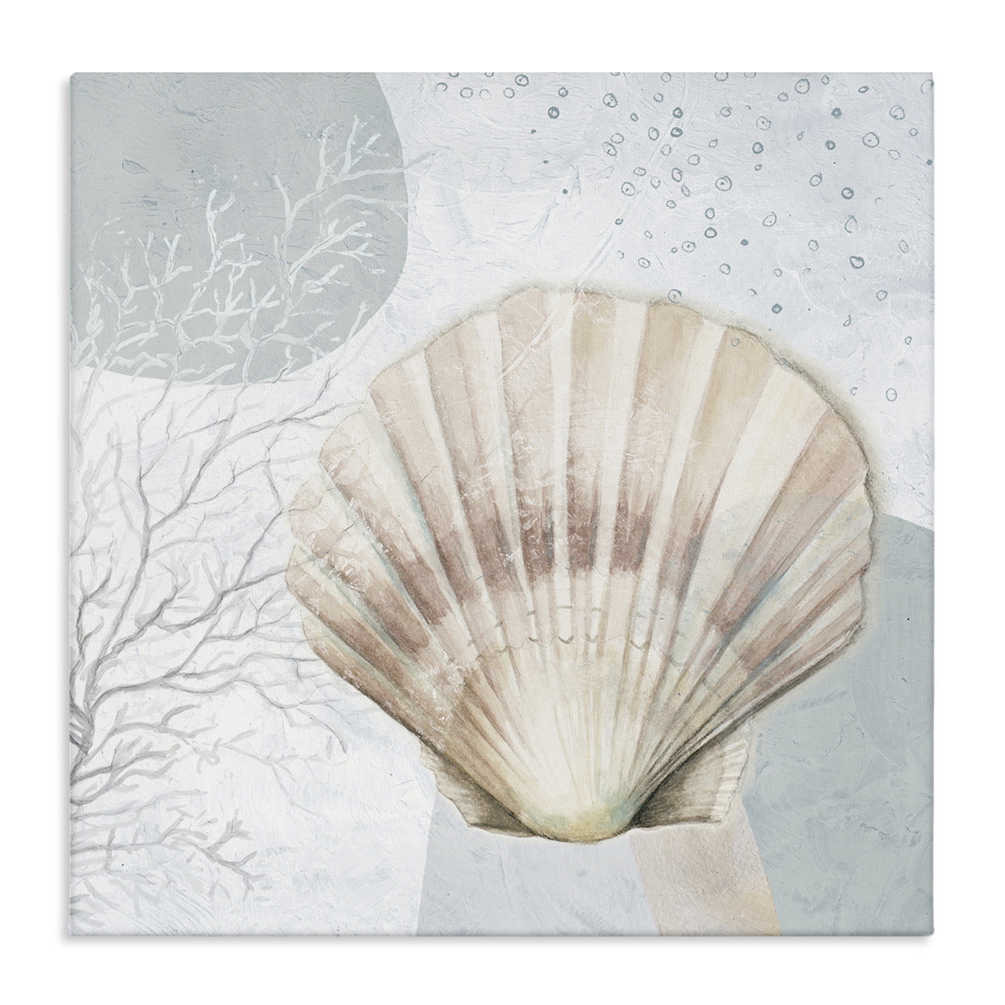 Stupell Industries Seashell Circle Pattern Coastal Painting Gallery Wrapped Canvas Art Print Wall Art, 36 x 36