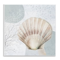 Stupell Industries Seashell Circle Pattern Coastal Painting Unframed Art Print Wall Art, 12 x 12