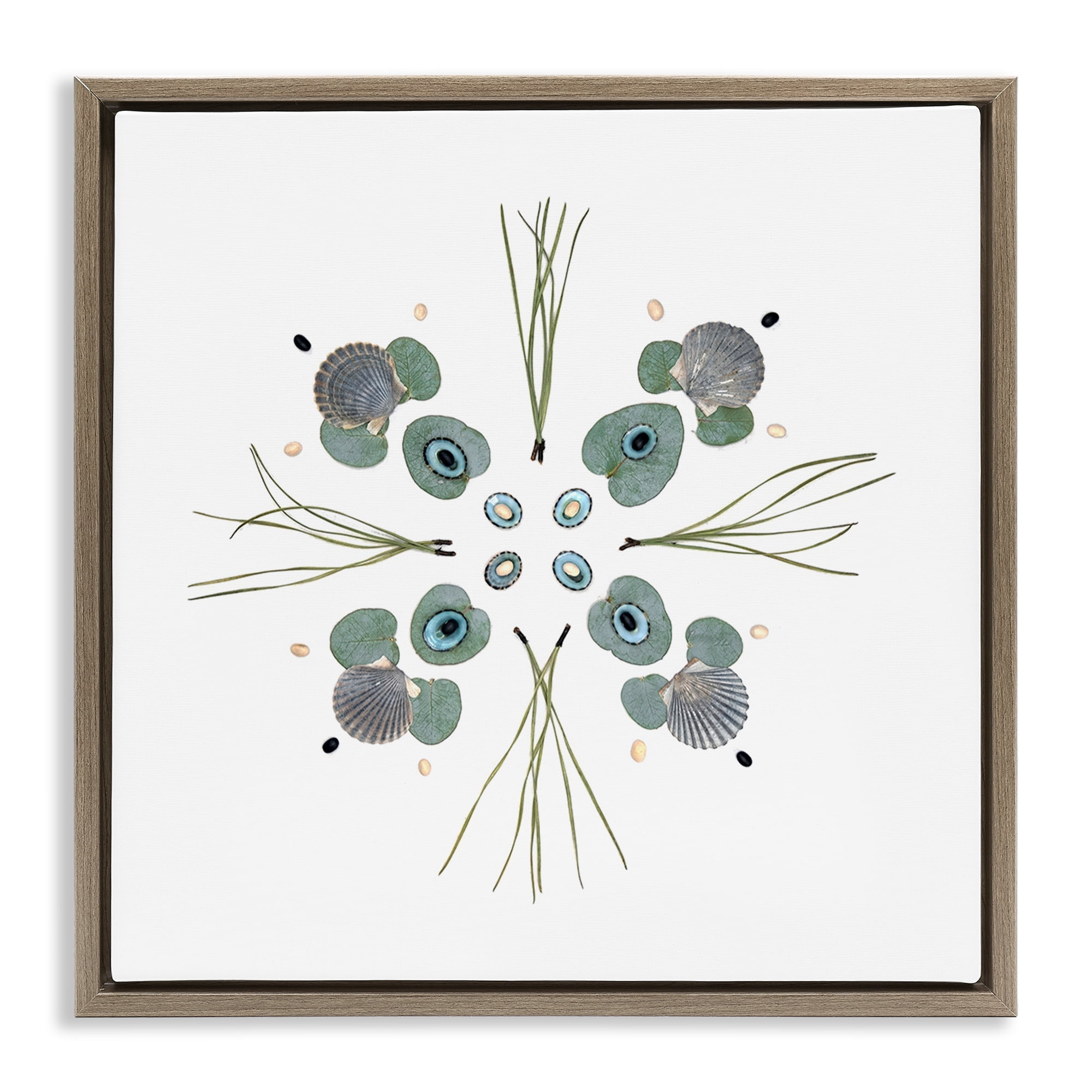 Stupell Industries Seashell & Leaf Symmetry Brown Framed Floater Canvas Wall Art, design by Beth Adoette