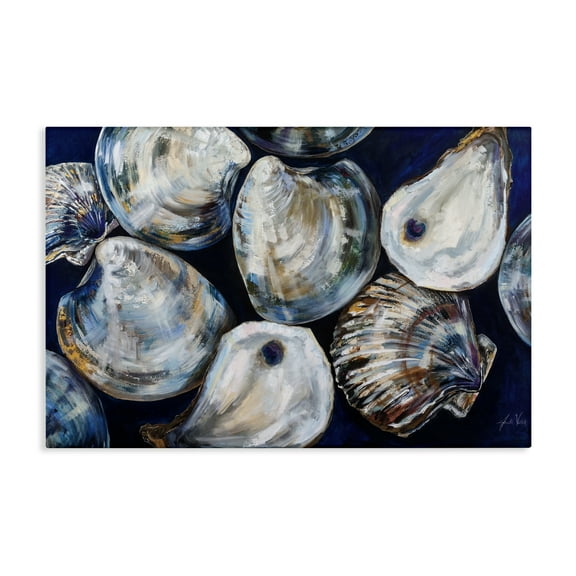 Stupell Industries Seashell Shore Finds Nautical & Beach Painting Wrapped Canvas Art Print Wall Art, 30 x 20