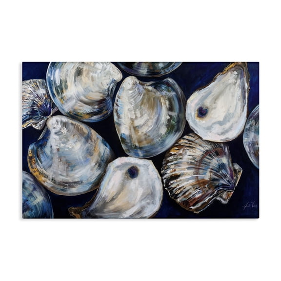 Stupell Industries Seashell Shore Finds Nautical & Beach Painting Wrapped Canvas Art Print Wall Art, 36 x 24