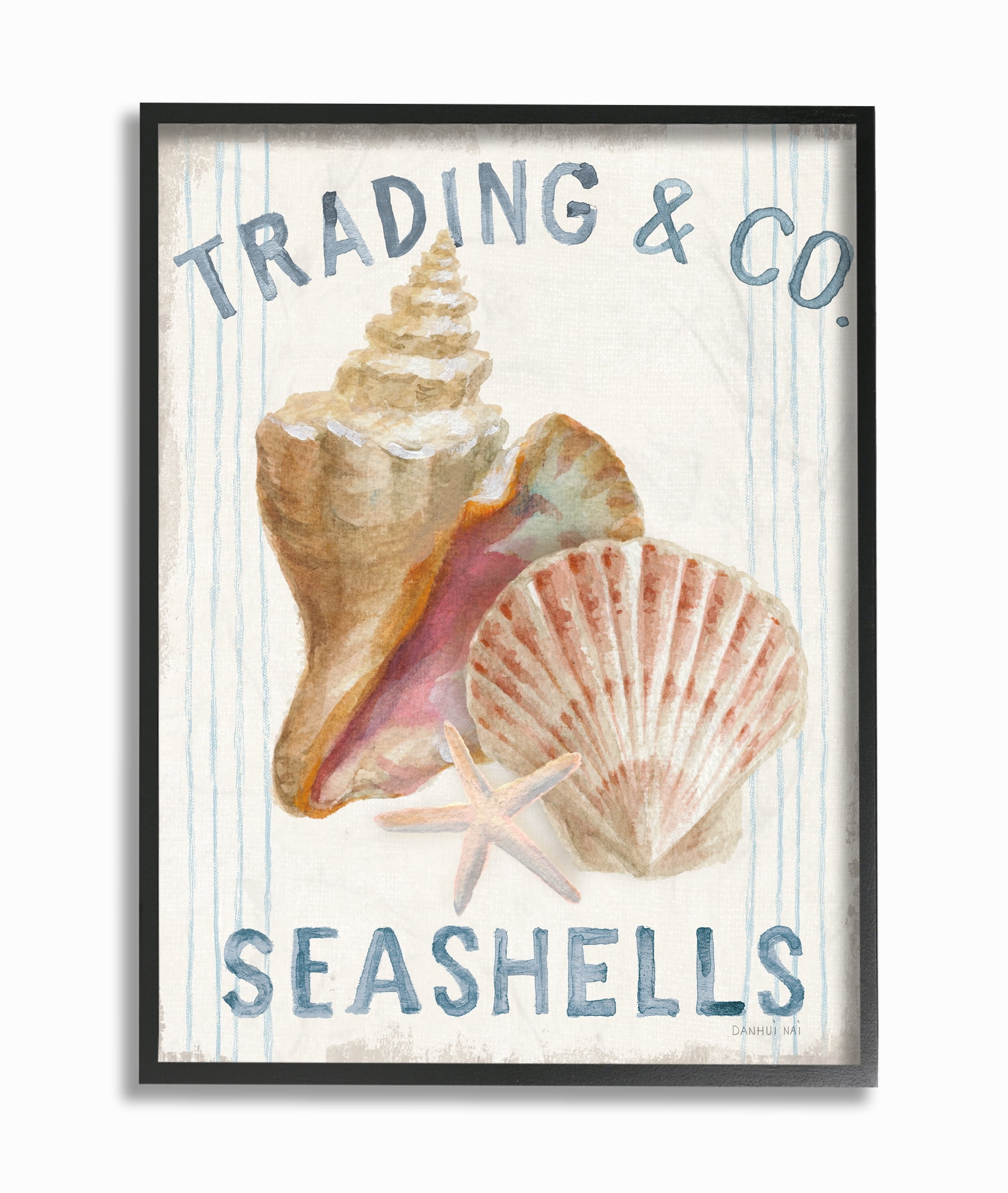 Stupell Industries Seashells Beach Ocean Word Design Framed Wall Art by Danhui Nai