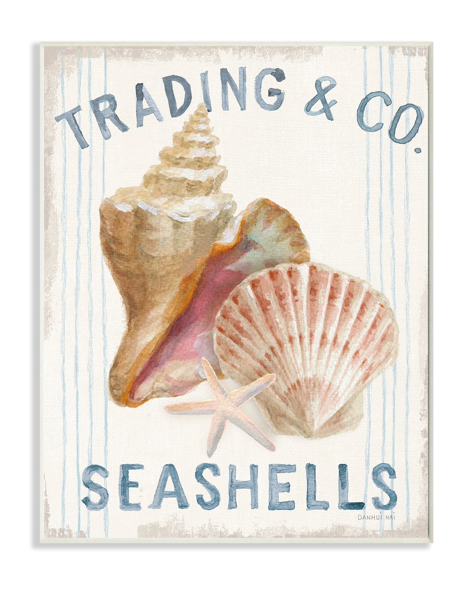 Stupell Industries Seashells Beach Ocean Word Design Graphic Art Unframed Art Print Wall Art, 13x19, by Danhui Nai