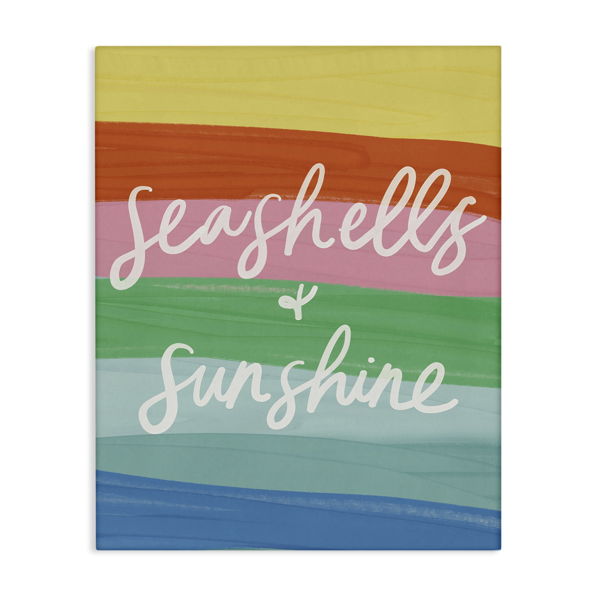 Stupell Industries Seashells & Sunshine on Rainbow Text & Numbers Painting Wrapped Canvas Art Print Wall Art, 16 x 20