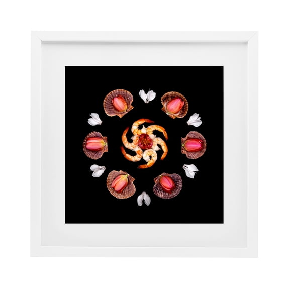 Stupell Industries Modern Seashells & Tulips Symmetry White Framed Print Under Glass, 13 x 13, by Beth Adoette