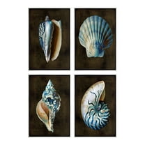 Stupell Industries Seashells on Black Animals & Insects Painting Unframed Art Print Wall Art, 10 x 15, Set of 4