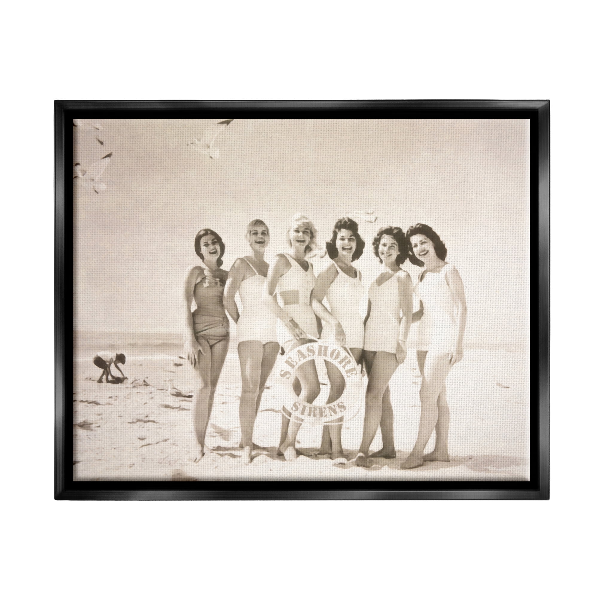 Stupell Industries Seashore Sirens Vintage Photography Coastal Photography Black Floater Framed Art Print Wall Art