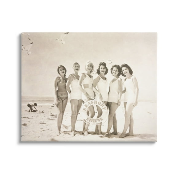 Stupell Industries Seashore Sirens Vintage Photography Coastal Photography Gallery Wrapped Canvas Print Wall Art