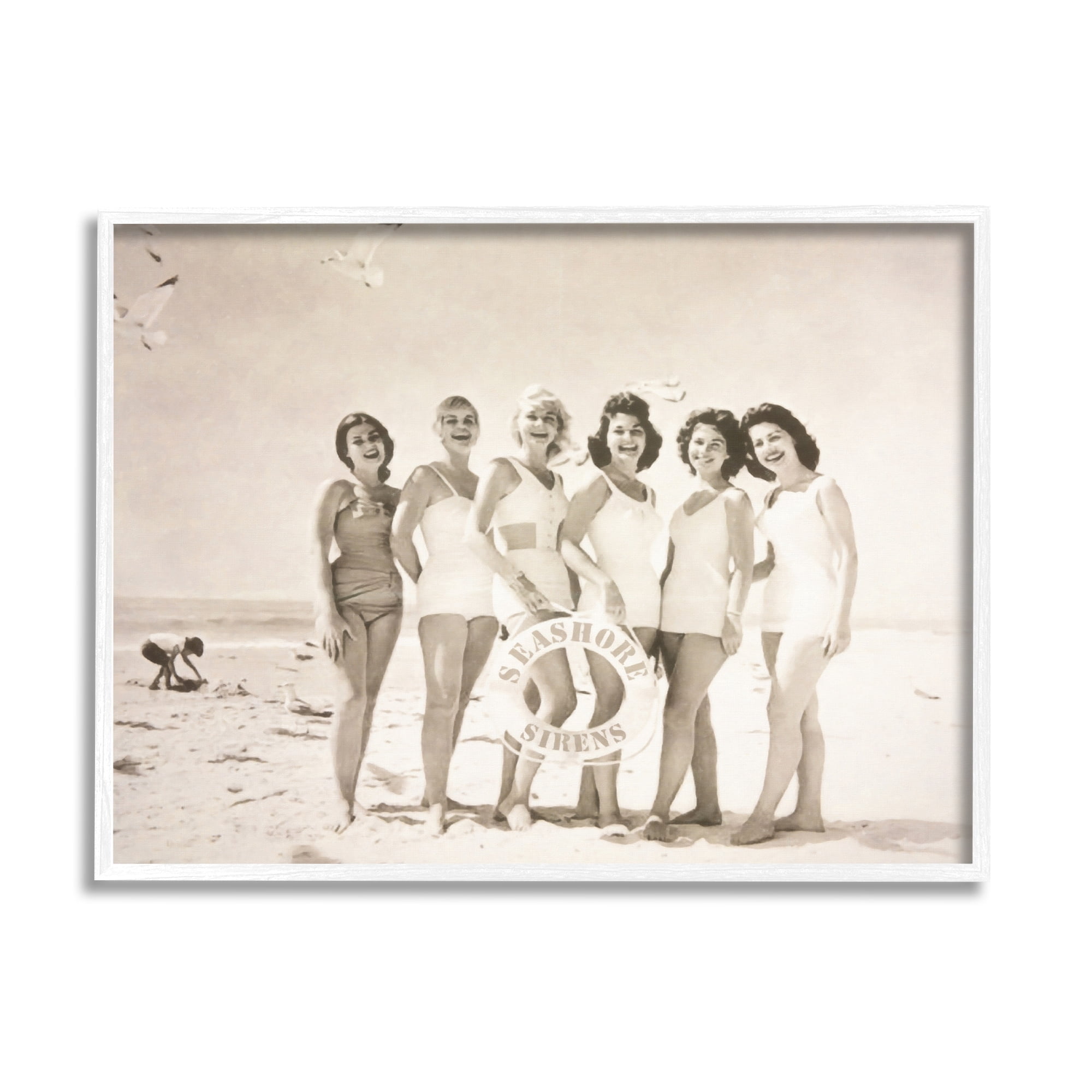 Stupell Industries Seashore Sirens Vintage Photography Coastal Photography White Framed Art Print Wall Art