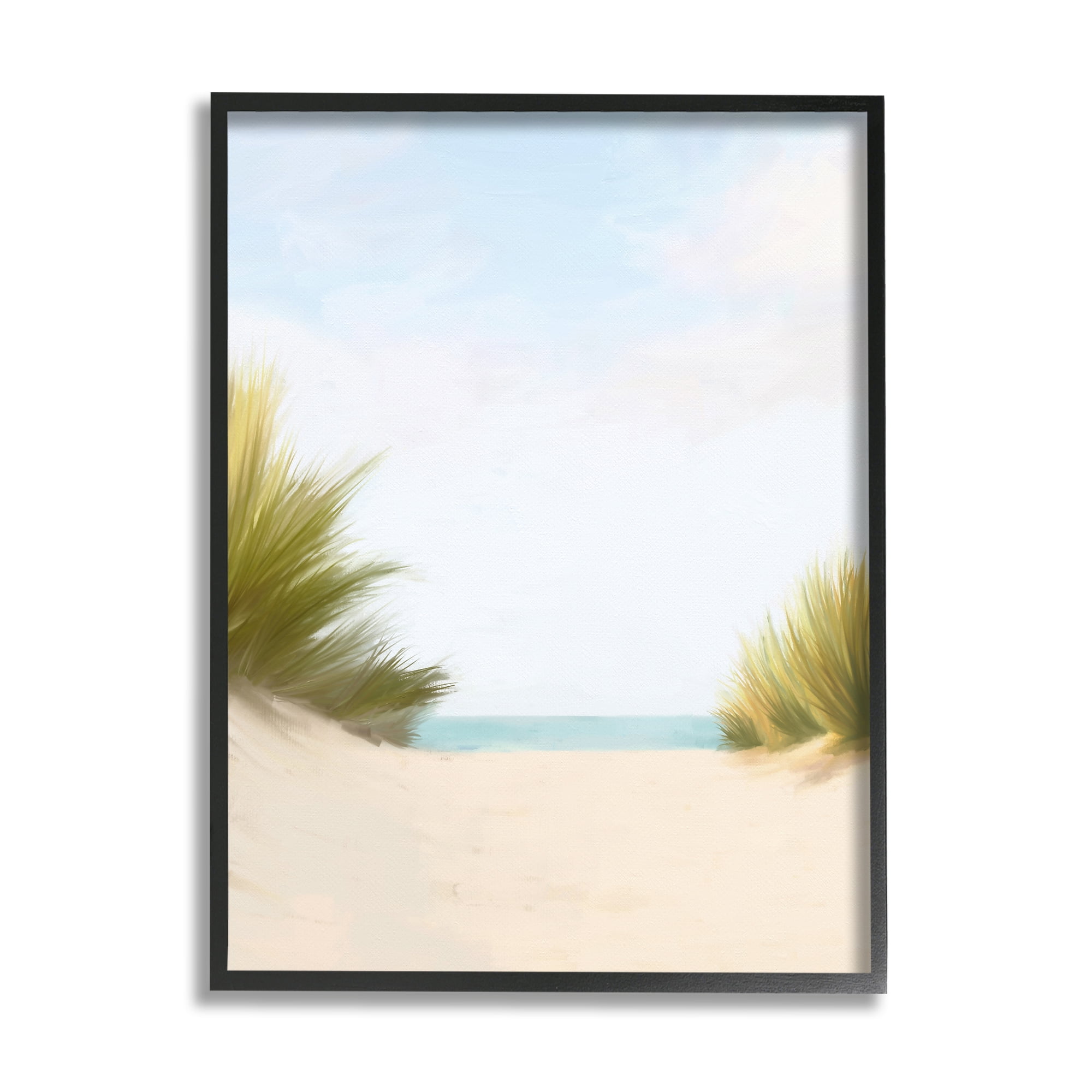 Stupell Industries Seaside Beach Dunes Nature Painting Black Framed Art Print Wall Art, 24 x 30