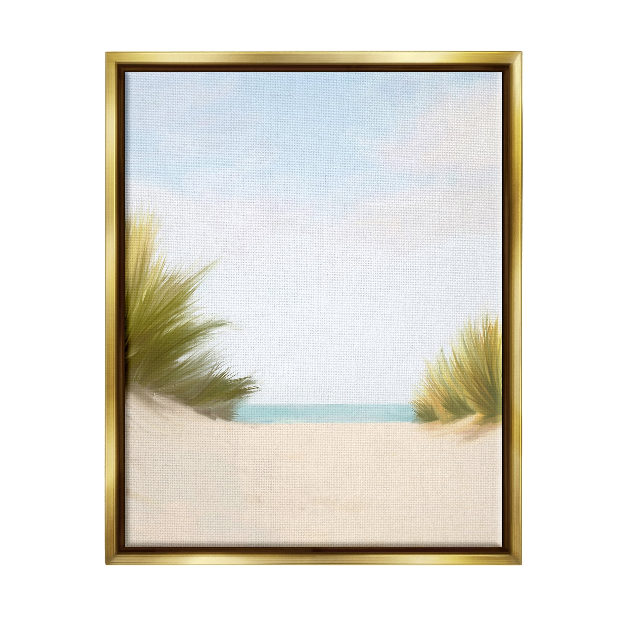 Stupell Industries Seaside Beach Dunes Nature Painting Gold Floater Framed Art Print Wall Art, 25 x 31