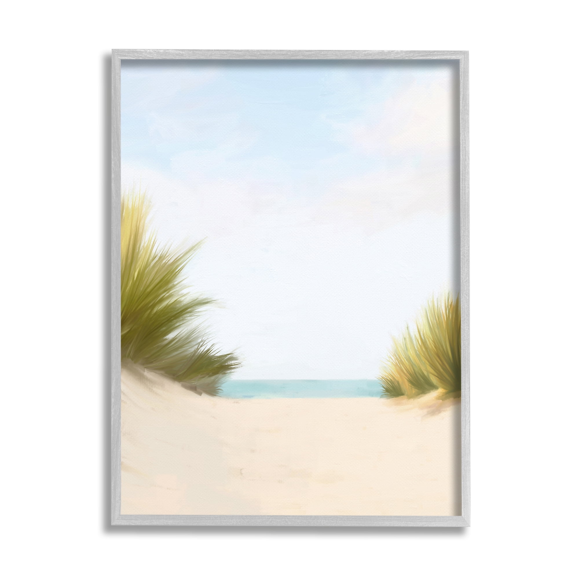 Stupell Industries Seaside Beach Dunes Nature Painting Gray Framed Art Print Wall Art, 24 x 30
