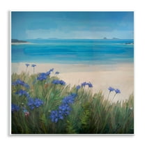 Stupell Industries Seaside Bluebell Flowers Landscape & Nature Painting Unframed Art Print Wall Art, 12 x 12