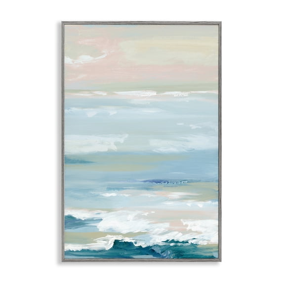 Stupell Industries Seaside Blush Abstraction Gray Framed Giclee Art design by Lera, 18 x 12