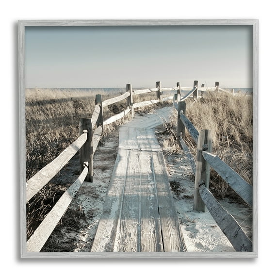 Stupell Industries Seaside Boardwalk Coastal Beach Coastal Photography Gray Framed Art Print Wall Art
