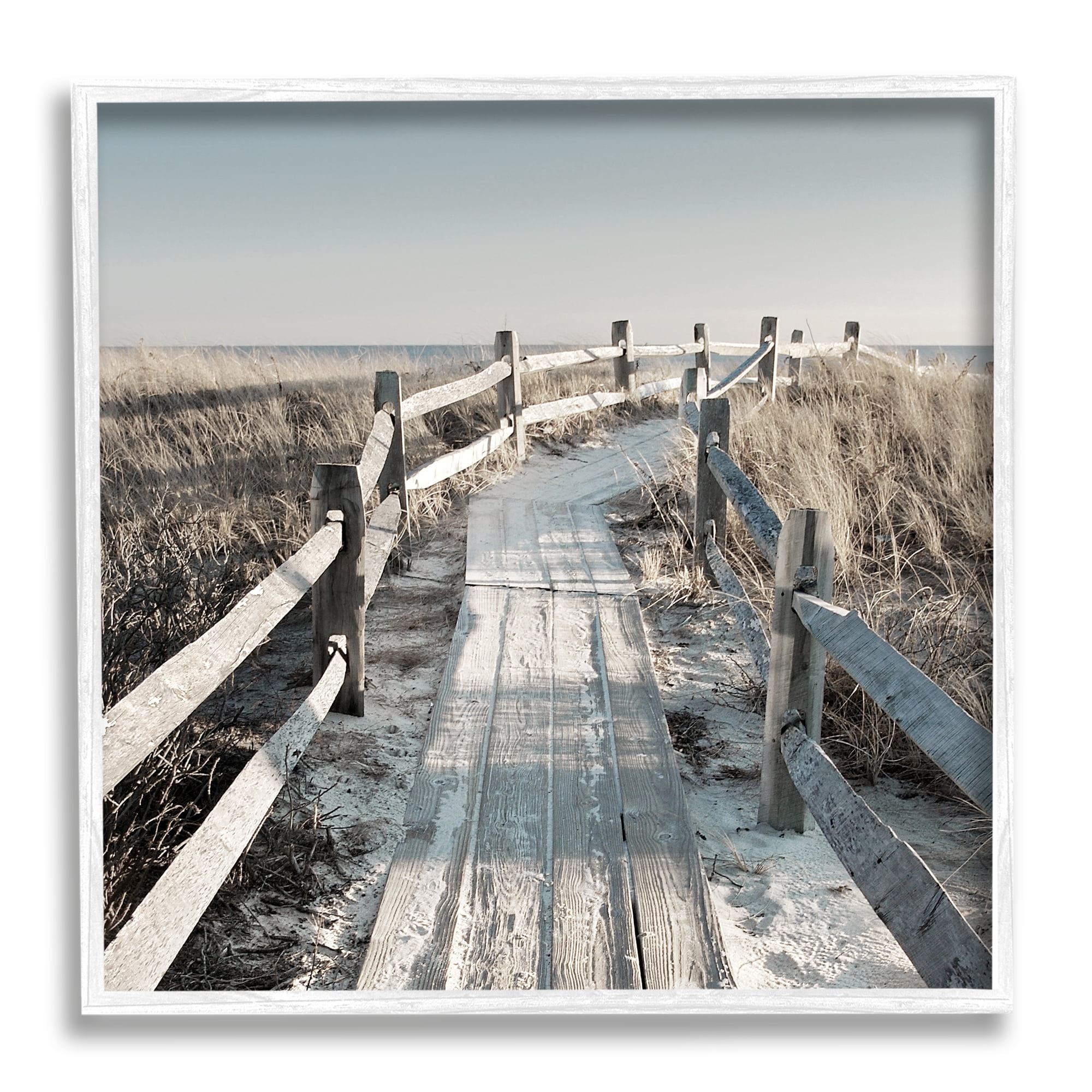 Stupell Industries Seaside Boardwalk Coastal Beach Coastal Photography White Framed Art Print Wall Art
