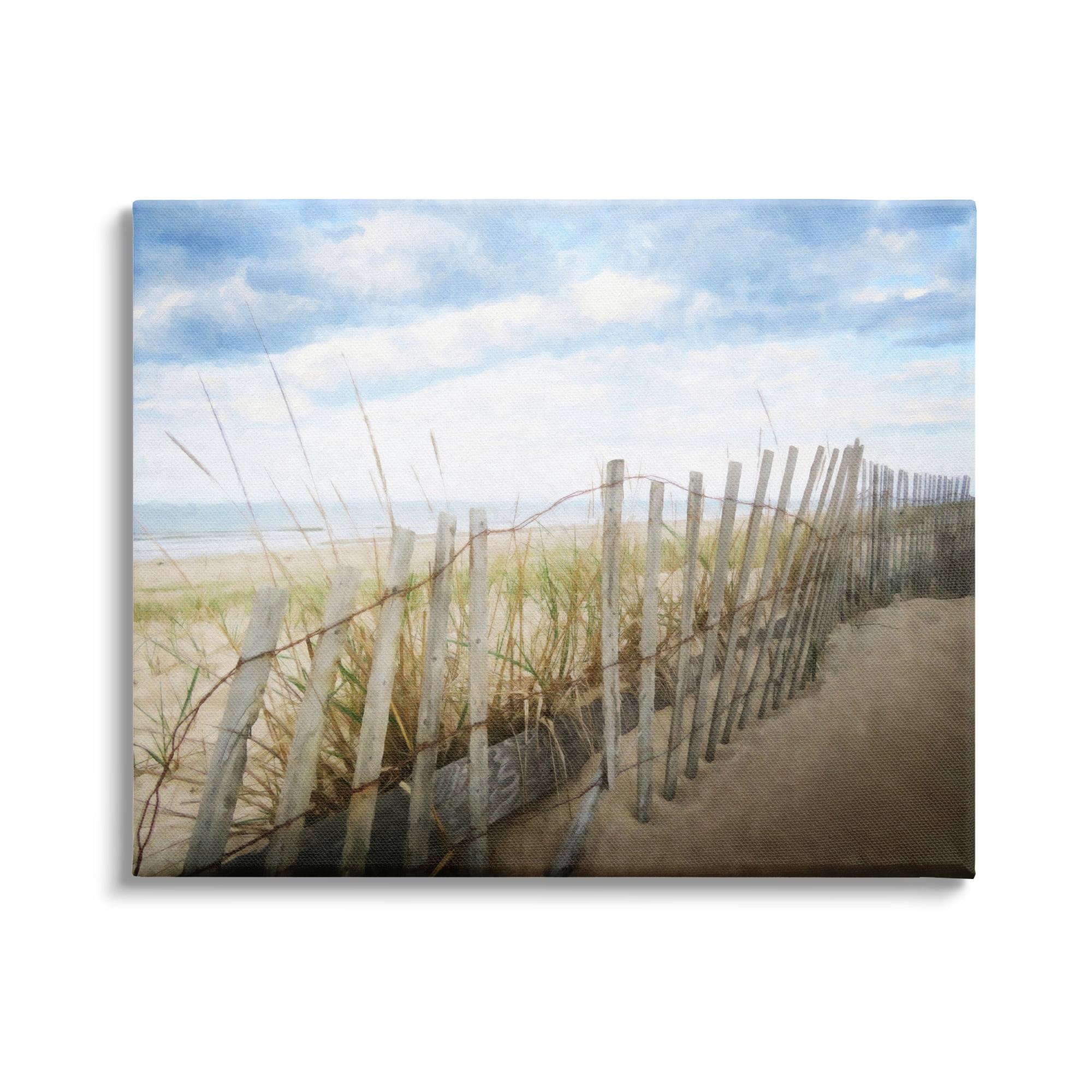 Stupell Industries Seaside Boardwalk Ocean Sand Fence Beach Grass Graphic Art Gallery Wrapped Canvas Print Wall Art, Design by Graffitee Studios