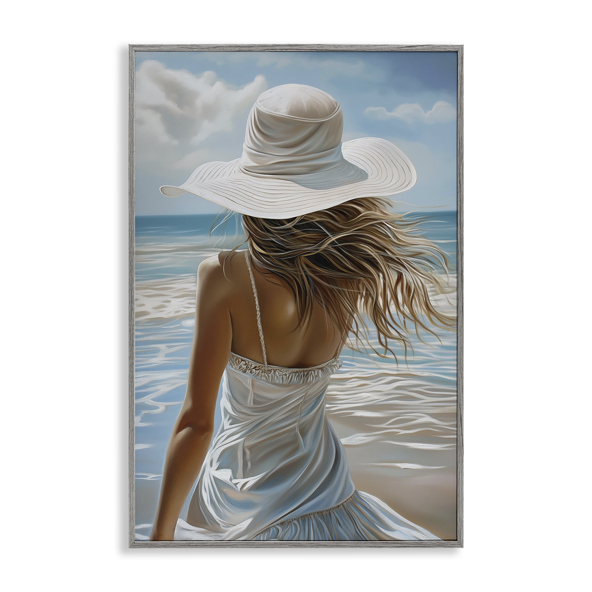 Stupell Industries Seaside Breeze & Flowing Dress Gray Framed Giclee Art, design by Imagine It Images