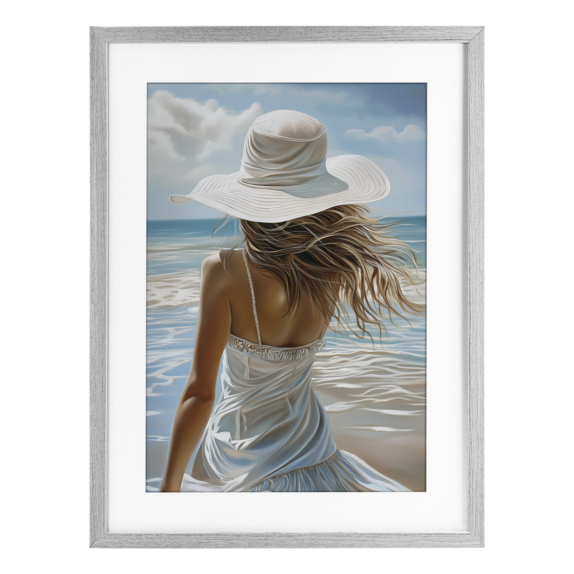 Stupell Industries Seaside Breeze & Flowing Dress Gray Framed Print Under Glass, design by Imagine It Images