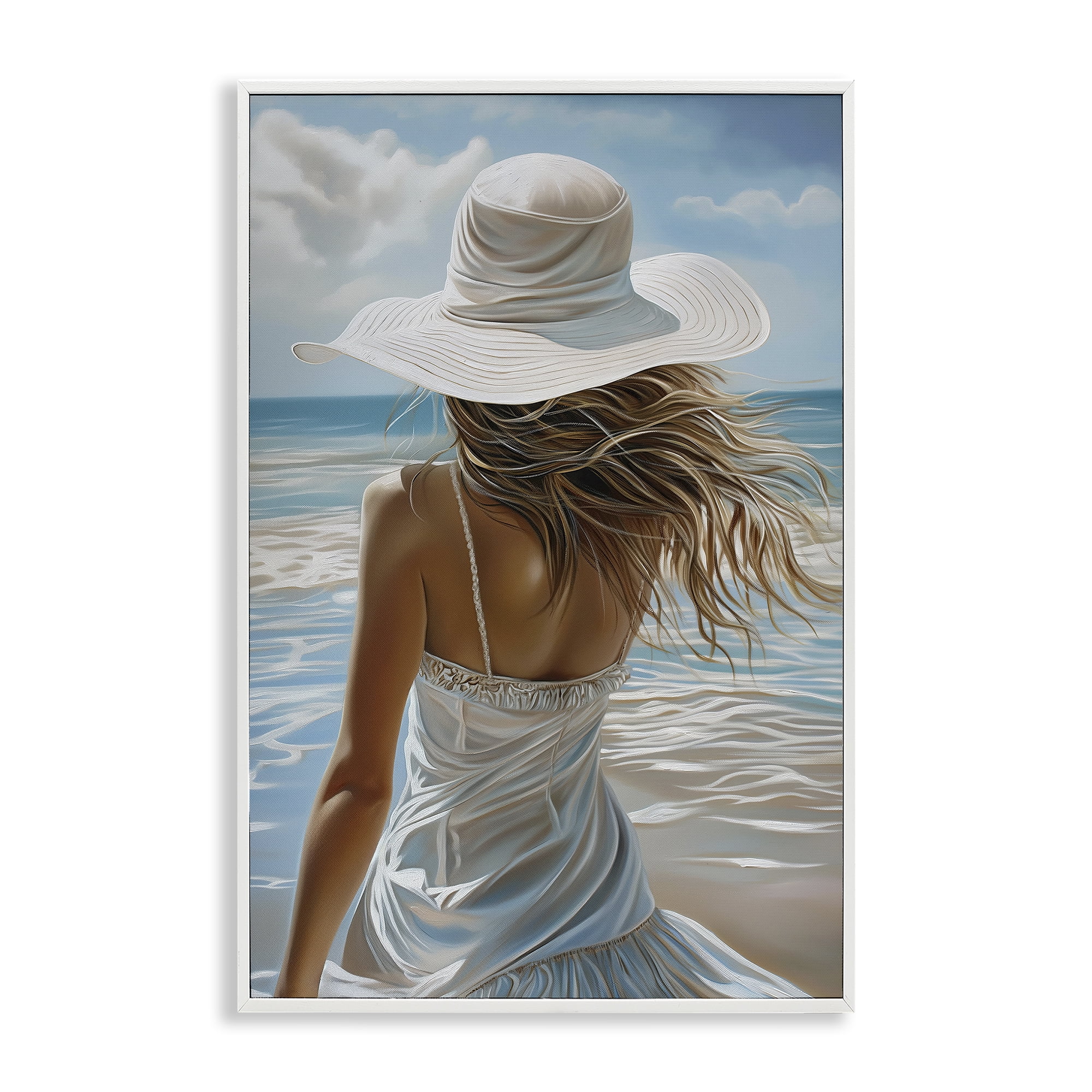 Stupell Industries Seaside Breeze & Flowing Dress White Framed Giclee Art, design by Imagine It Images