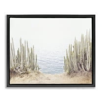 Stupell Industries Seaside Cacti Plants Nautical & Beach Photography Black Floater Framed Canvas Art Print Wall Art, 21 x 17