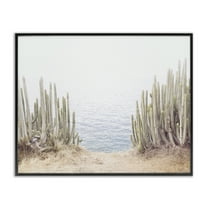 Stupell Industries Seaside Cacti Plants Nautical & Beach Photography Black Framed Art Print Wall Art, 14 x 11