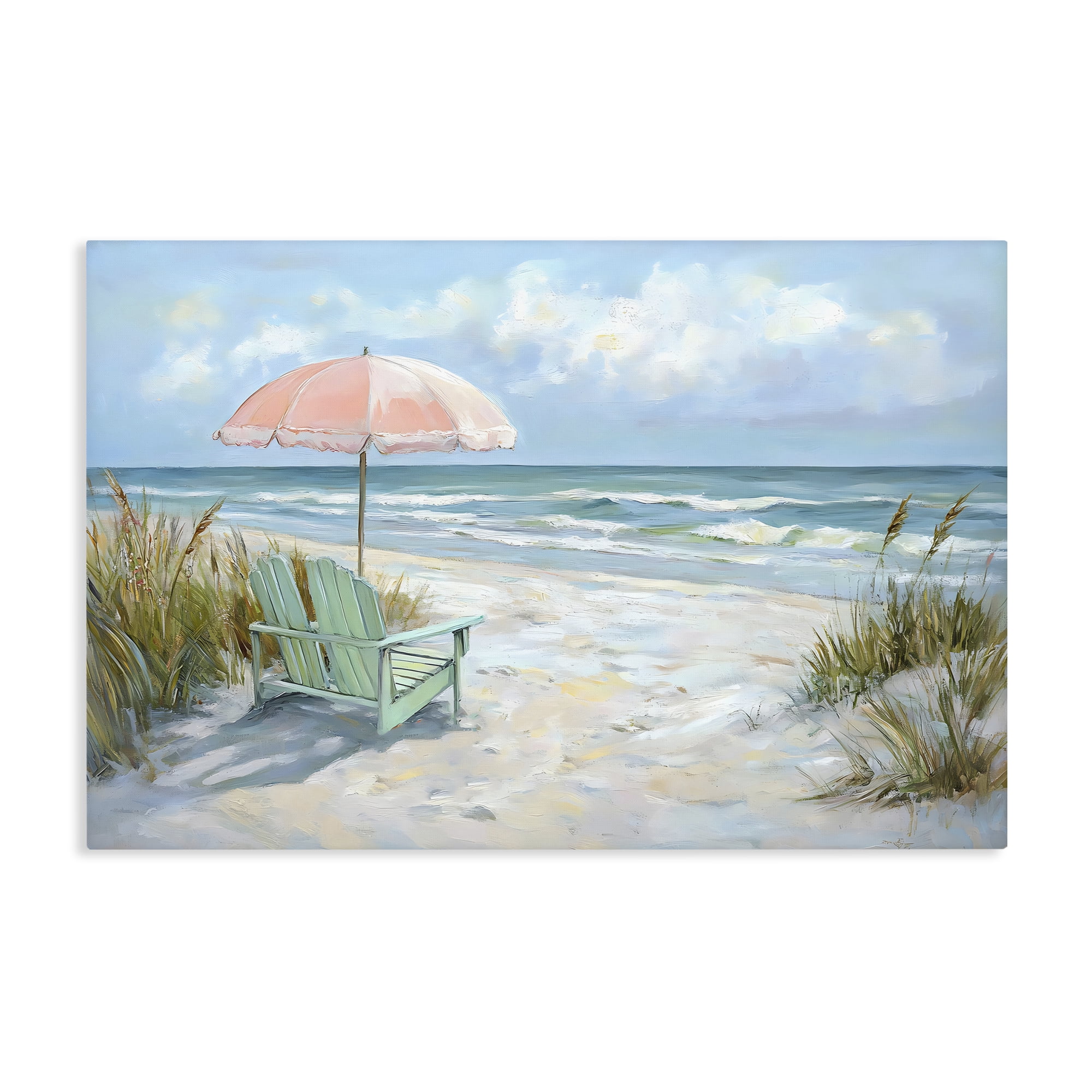 Stupell Industries Seaside Chair & Pink Umbrella Canvas Wall Art, design by Creative Studio