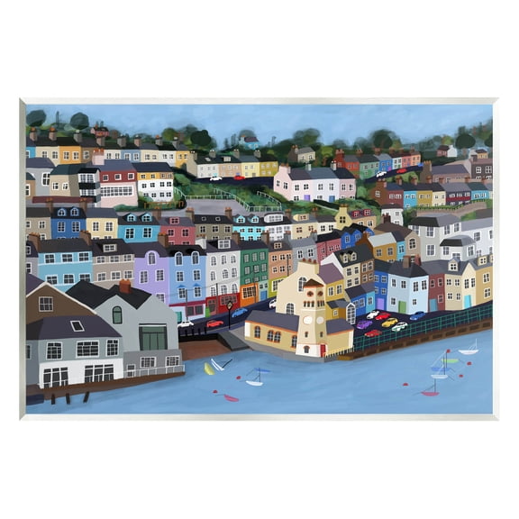 Stupell Industries Seaside City Neighborhood Streets Graphic Art Unframed Art Print Wall Art, Design by Carla Daly