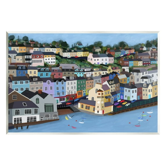 Stupell Industries Seaside City Neighborhood Streets Graphic Art Unframed Art Print Wall Art, Design by Carla Daly