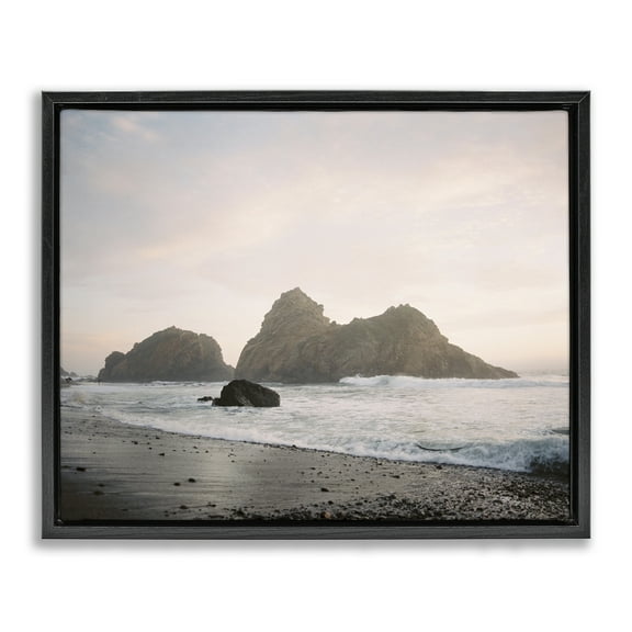 Stupell Industries Seaside Cliffs Landscape Landscape Photography Black Floater Framed Canvas Art Print Wall Art, 21 x 17
