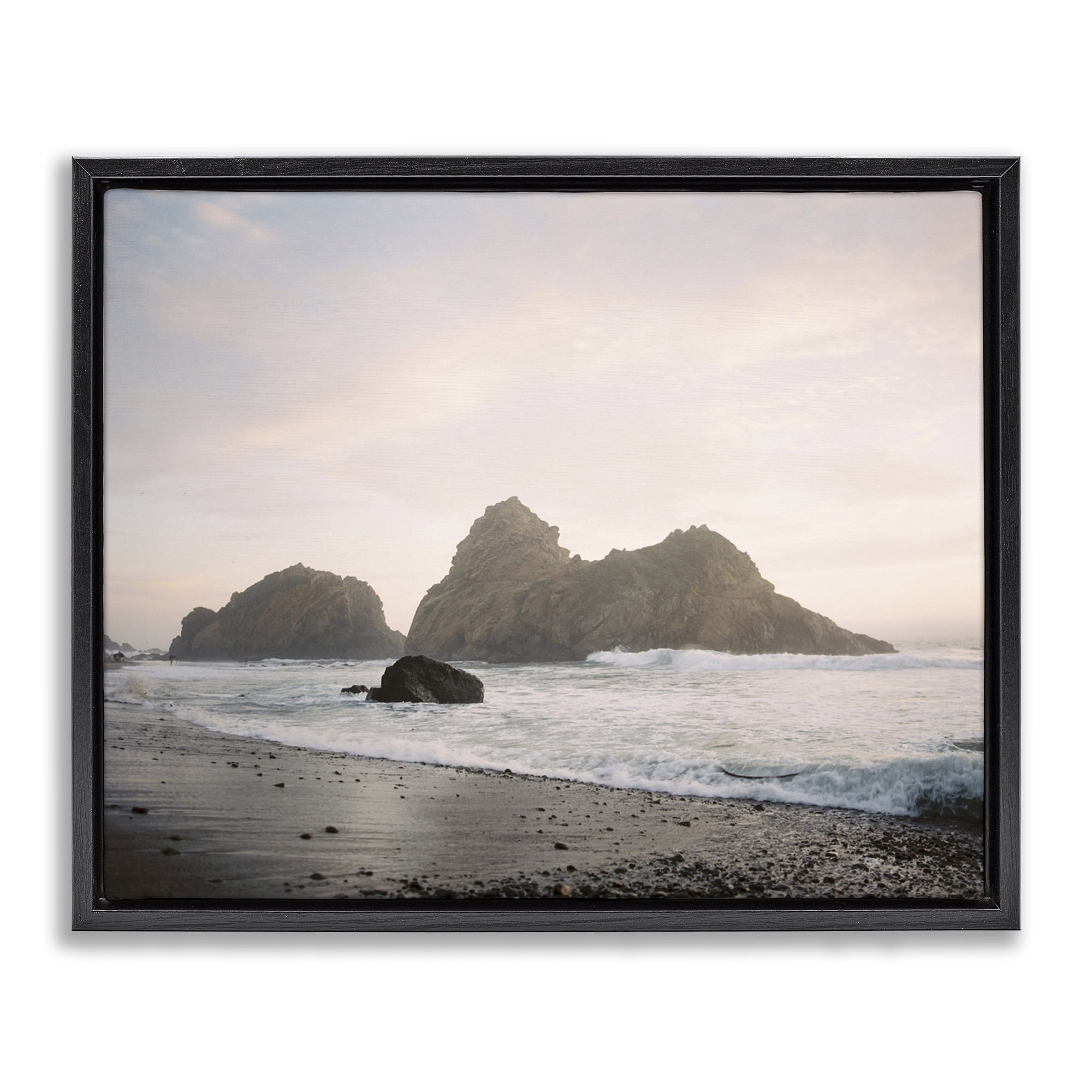 Stupell Industries Seaside Cliffs Landscape Landscape Photography Black Floater Framed Canvas Art Print Wall Art, 31 x 25