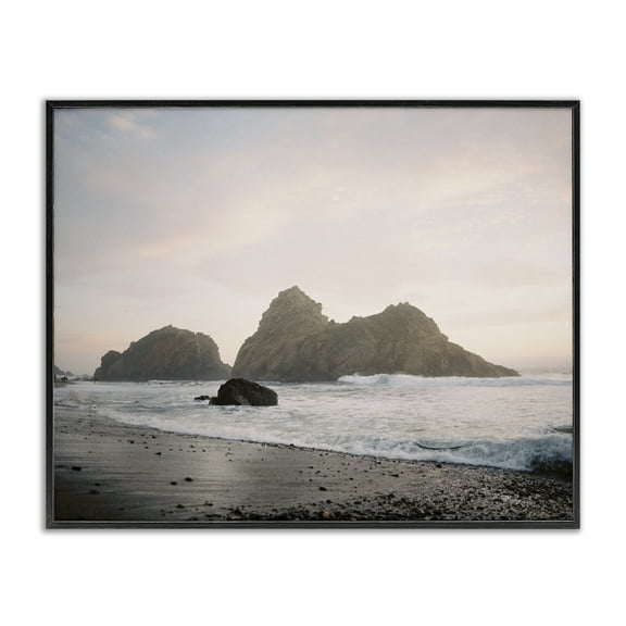 Stupell Industries Seaside Cliffs Landscape Landscape Photography Black Framed Art Print Wall Art, 14 x 11