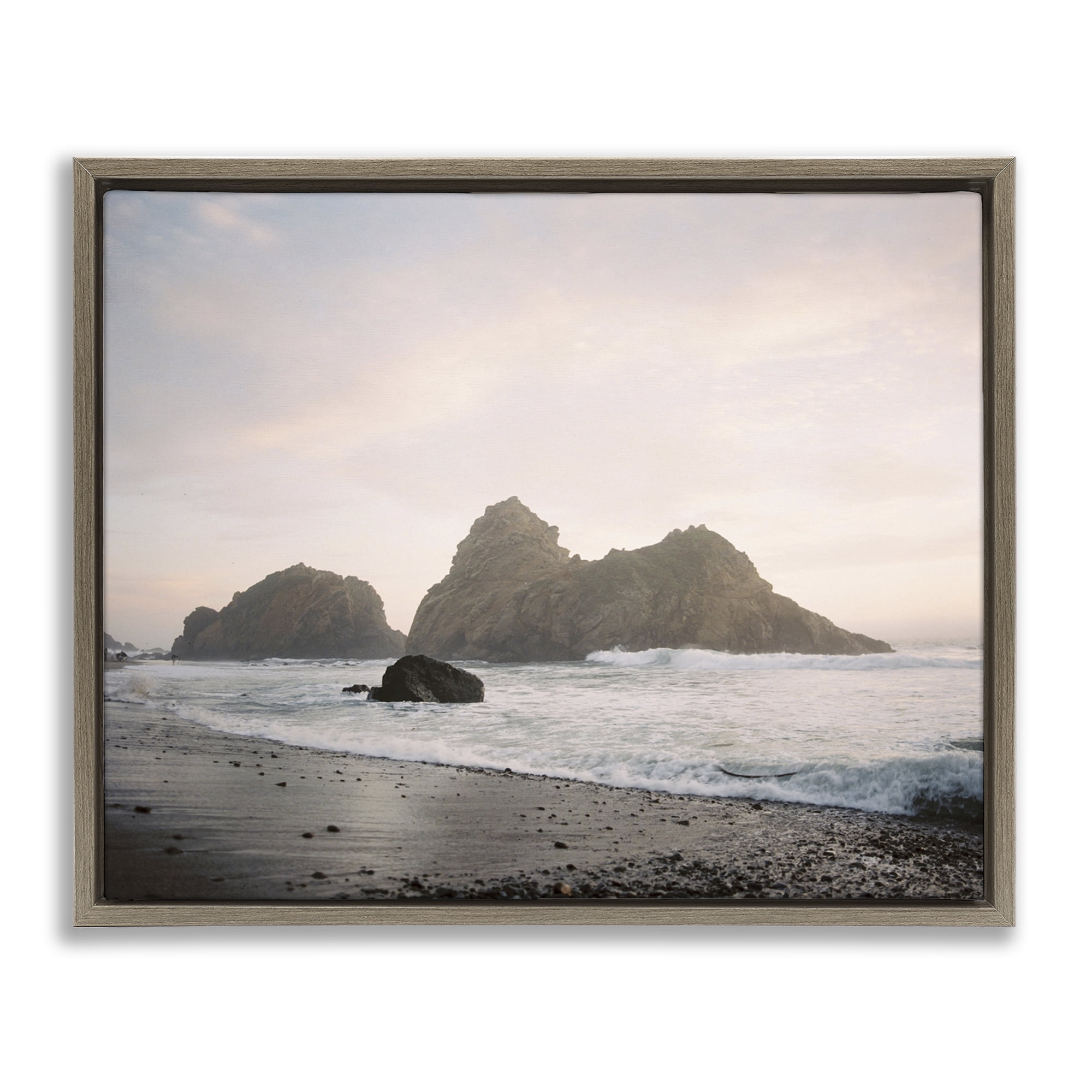 Stupell Industries Seaside Cliffs Landscape Landscape Photography Brown Floater Framed Canvas Art Print Wall Art, 31 x 25