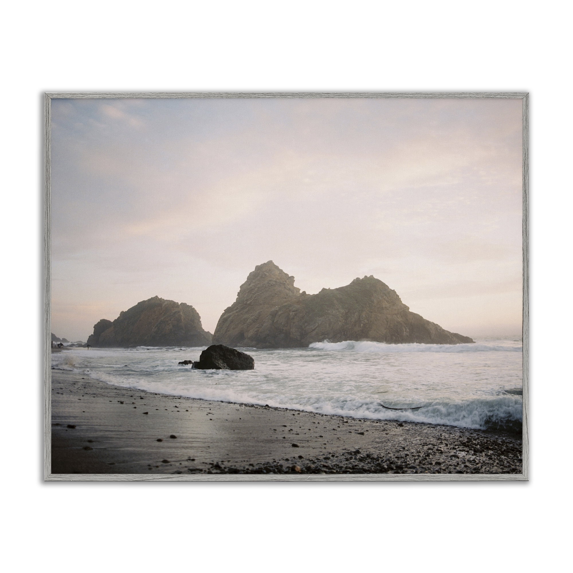 Stupell Industries Seaside Cliffs Landscape Landscape Photography Gray Framed Art Print Wall Art, 14 x 11