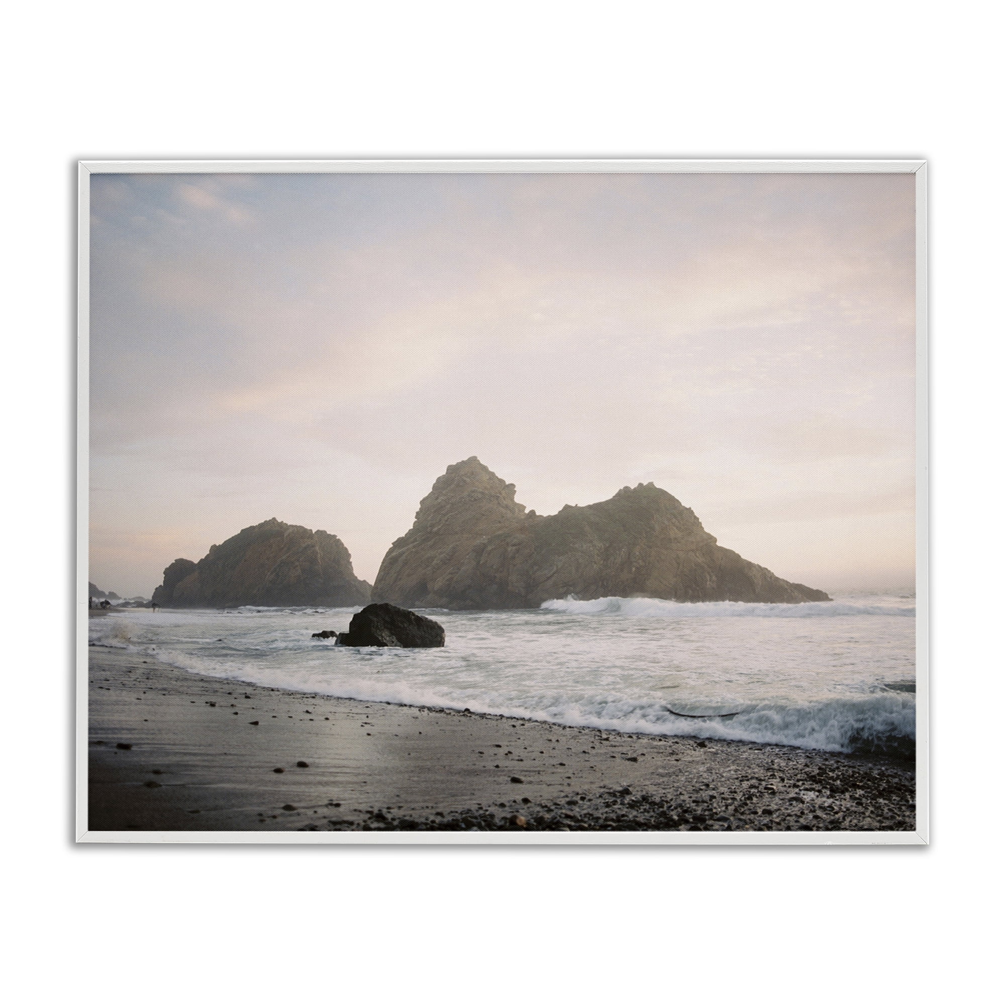 Stupell Industries Seaside Cliffs Landscape Landscape Photography White Framed Art Print Wall Art, 14 x 11