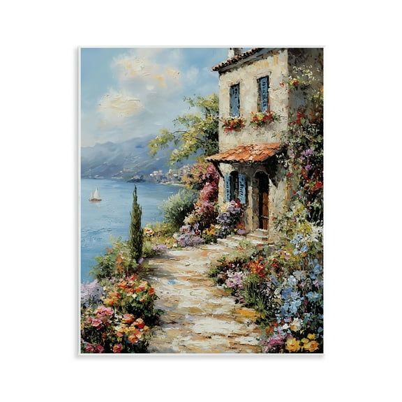 Stupell Industries Seaside Cottage Architecture Cityscapes Painting Unframed Art Print Wall Art, 11 x 14