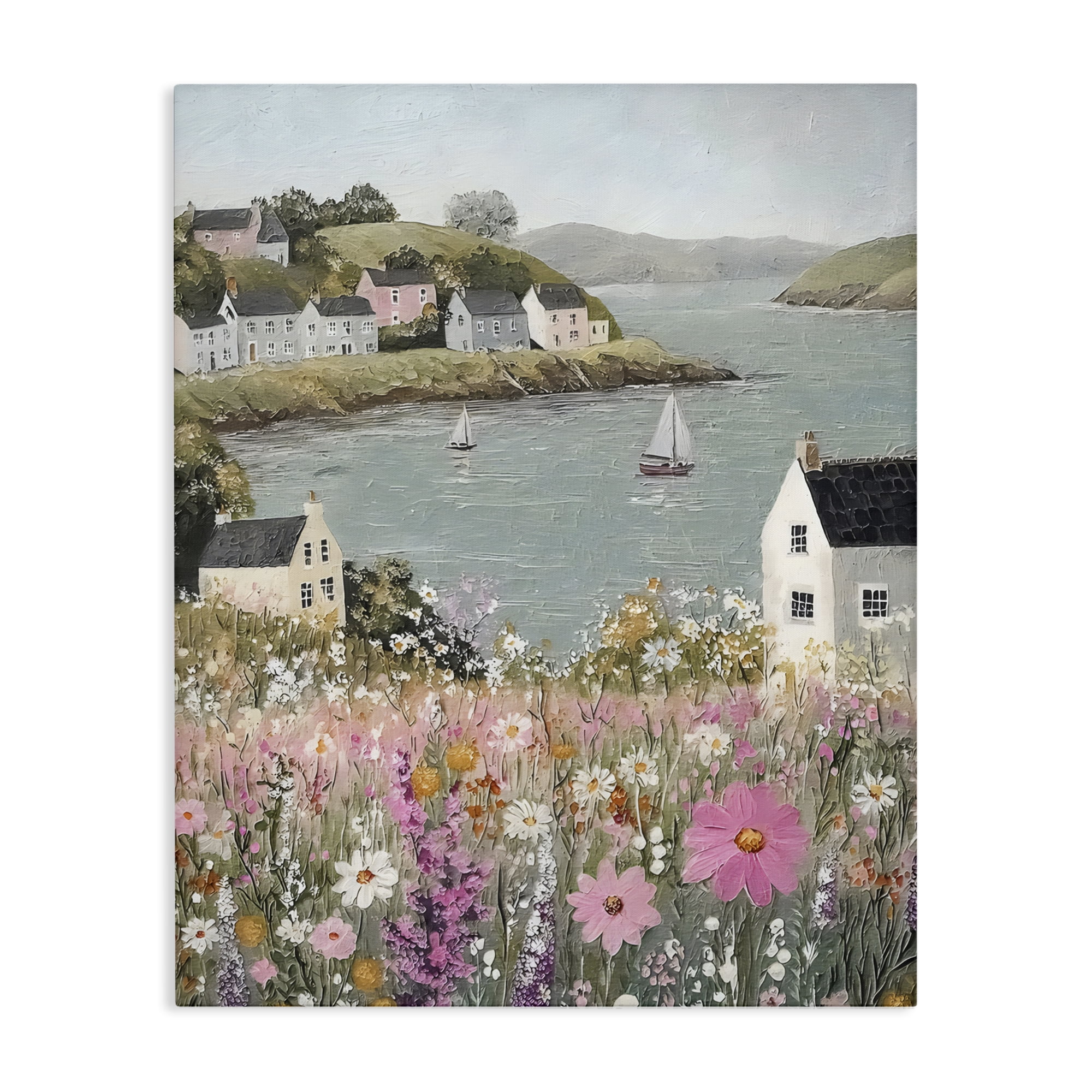 Stupell Industries Seaside Cottages & Sailboats Canvas Wall Art, design by Riley B