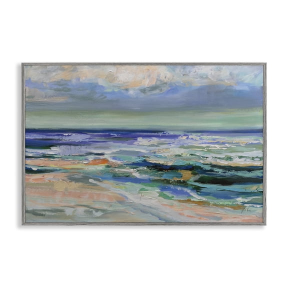 Stupell Industries Seaside Dance Waves Gray Framed Giclee Art design by Jeanette Vertentes, 16 x 24
