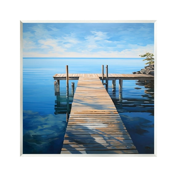 Stupell Industries Seaside Dock Boardwalk Landscape Painting Unframed Art Print Wall Art, 12 x 12