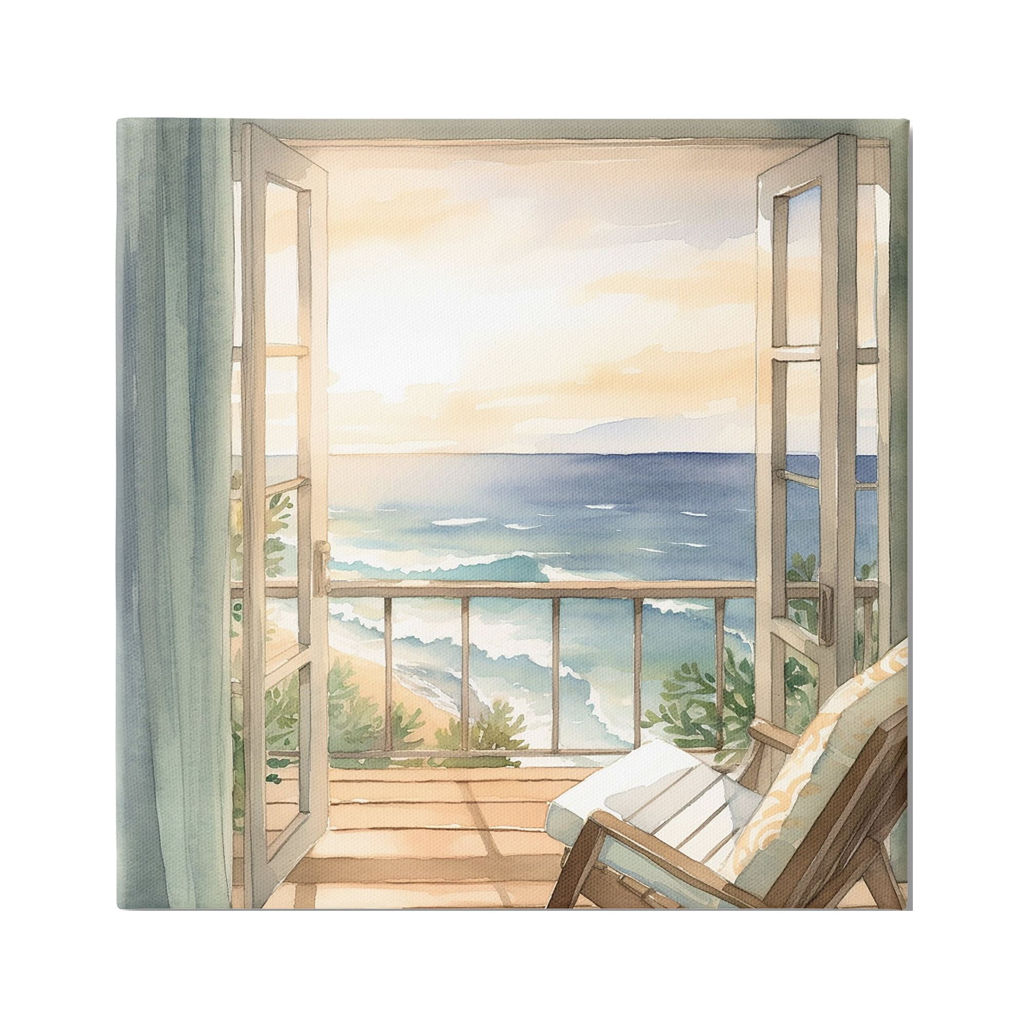Stupell Industries Seaside Escape Scenery Landscape Painting Gallery Wrapped Canvas Art Print Wall Art, 30 x 30