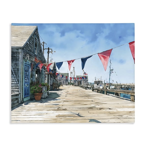 Stupell Industries Tropical Seaside Fishing Wharf Canvas Art, 30 x 24, by Franklyn Gregory
