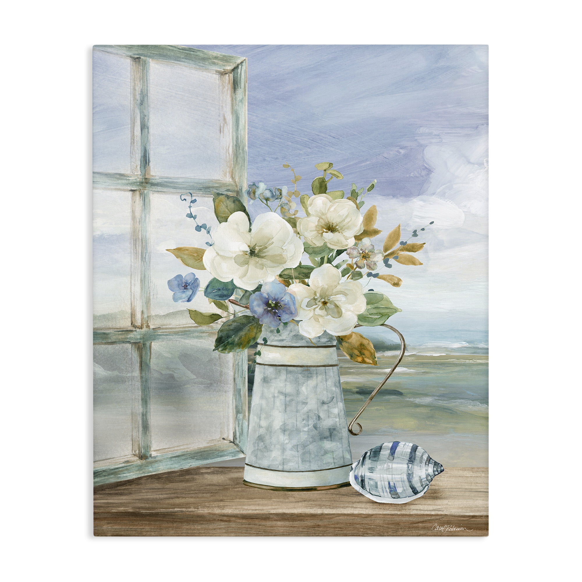 Stupell Industries Seaside Floral Bouquet Window Canvas Wall Art, design by Carol Robinson