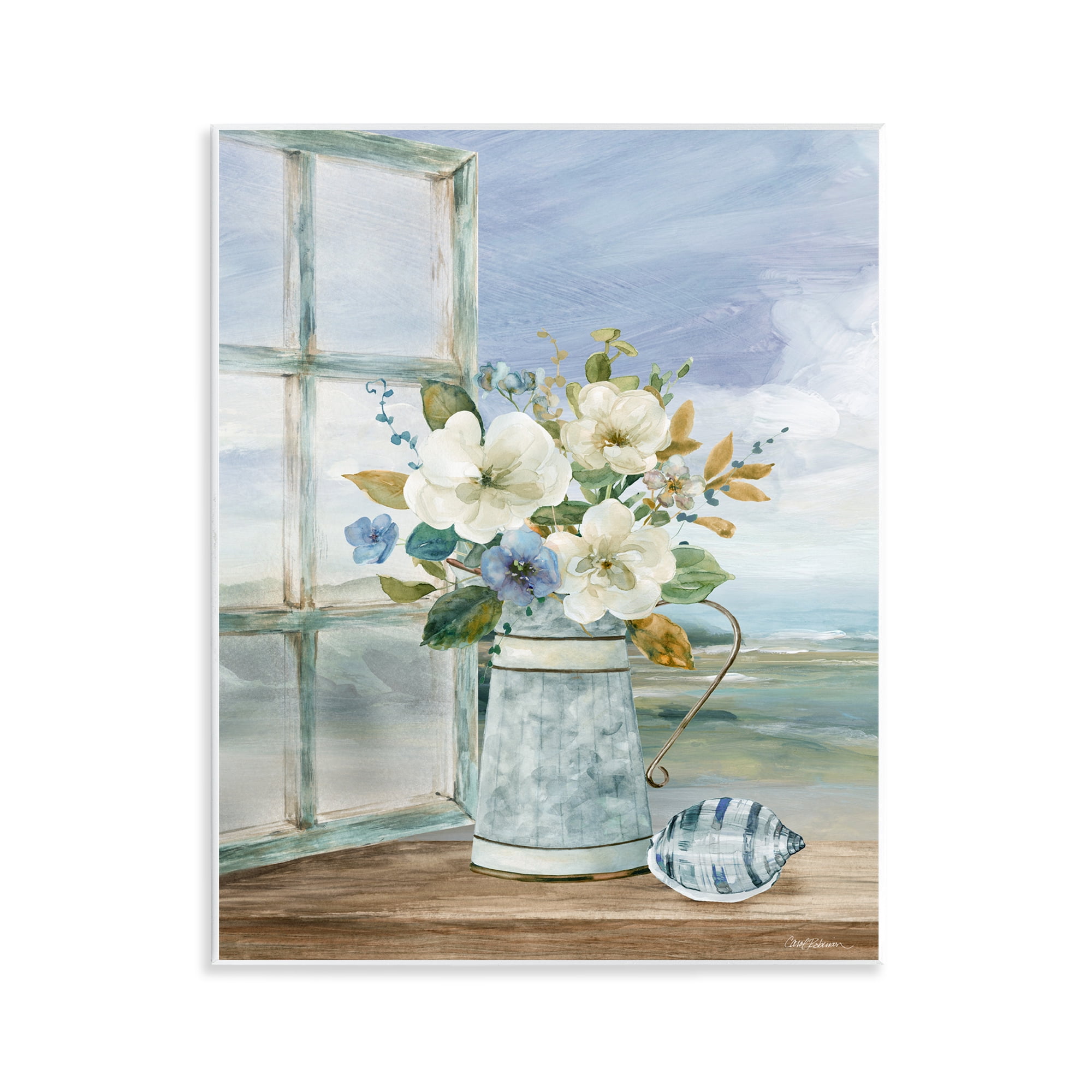 Stupell Industries Seaside Floral Bouquet Window Wall Plaque Art, design by Carol Robinson
