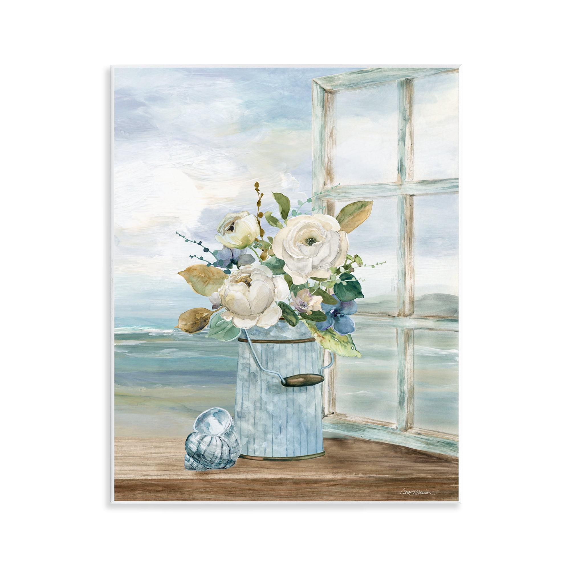 Stupell Industries Seaside Florals on Windowsill Wall Plaque Art, design by Carol Robinson