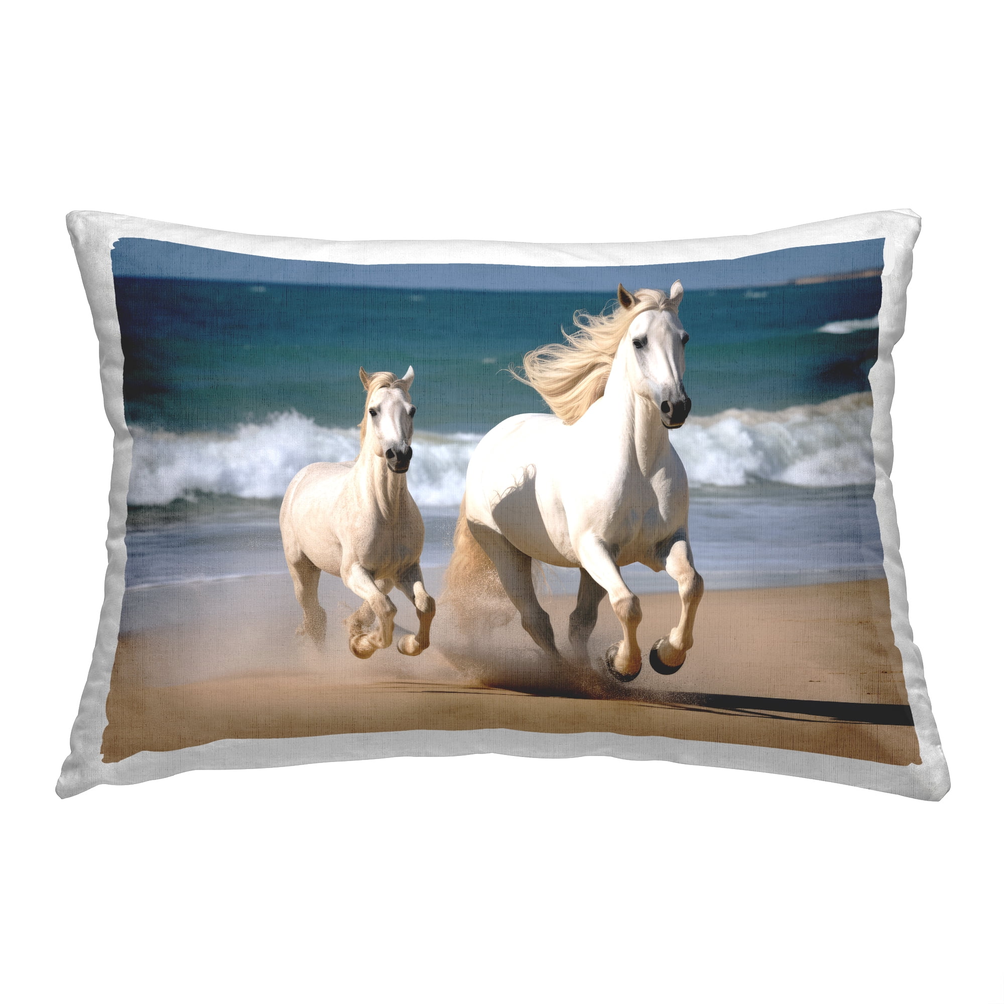 Stupell Industries Seaside Galloping Horses Decorative Printed Throw Pillow, 14 x 20