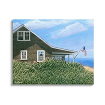 Stupell Industries Seaside House American Flag Peaceful Coastal Home Painting Gallery Wrapped Canvas Print Wall Art, Design by Tom Mielko
