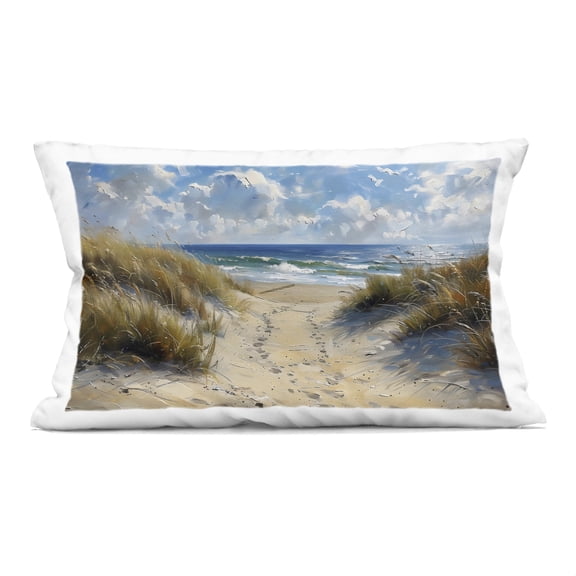 Stupell Industries Seaside Pathway Footprints Decorative Printed Throw Pillow design by LSR Creative Studio, 14 x 7 x 20