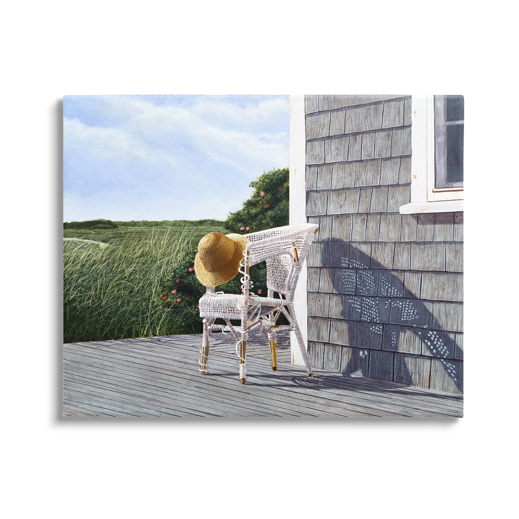 Stupell Industries Seaside Porch Landscape Rural Grassland Hills Painting Gallery Wrapped Canvas Print Wall Art, Design by Tom Mielko
